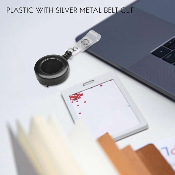 1 Pcs Badge Holder Retractable Reel Yoyo Clip Snap Button Id Card Key Black