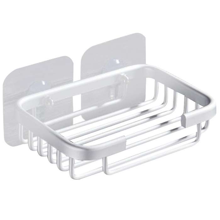 1 Pcs Drill Free Soap Dish Holder Wall Mounted Storage Rack Holder Hollow Type Soap Sponge Dish Bath
