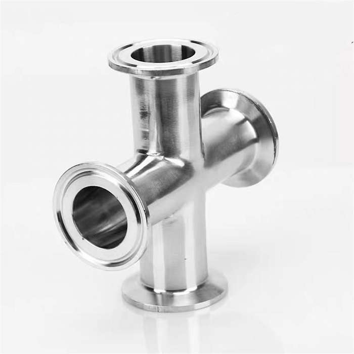 1 Piece 4-Way Sanitary Accessories Three-Clamp Stainless Steel 304 Material Size 38x1.5mm, Used for