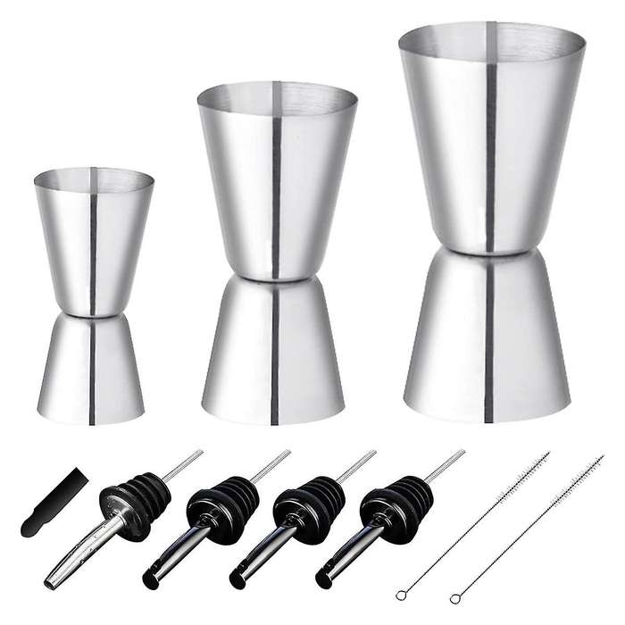 1 Set Cocktail Measuring Cups Stainless Steel Bar Measure 3/4/5cl Small Jigger with Inner Scaling D