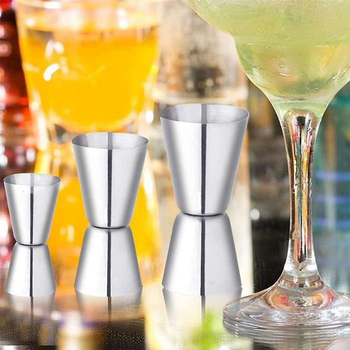 1 Set Cocktail Measuring Cups Stainless Steel Bar Measure 3/4/5cl Small Jigger with Inner Scaling D