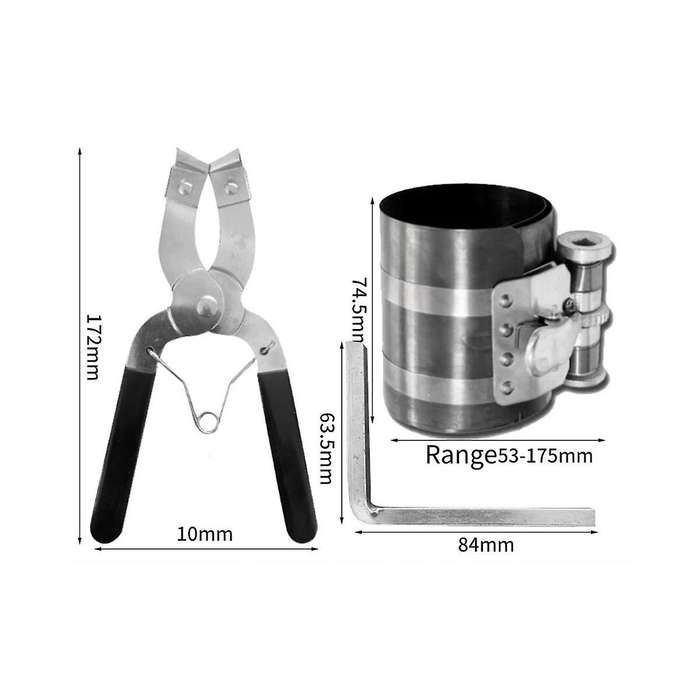 1 Set Engine Piston Ring Caliper Compressor Ratchet Pliers 53mm -175mm Tool Installer Expander Remo