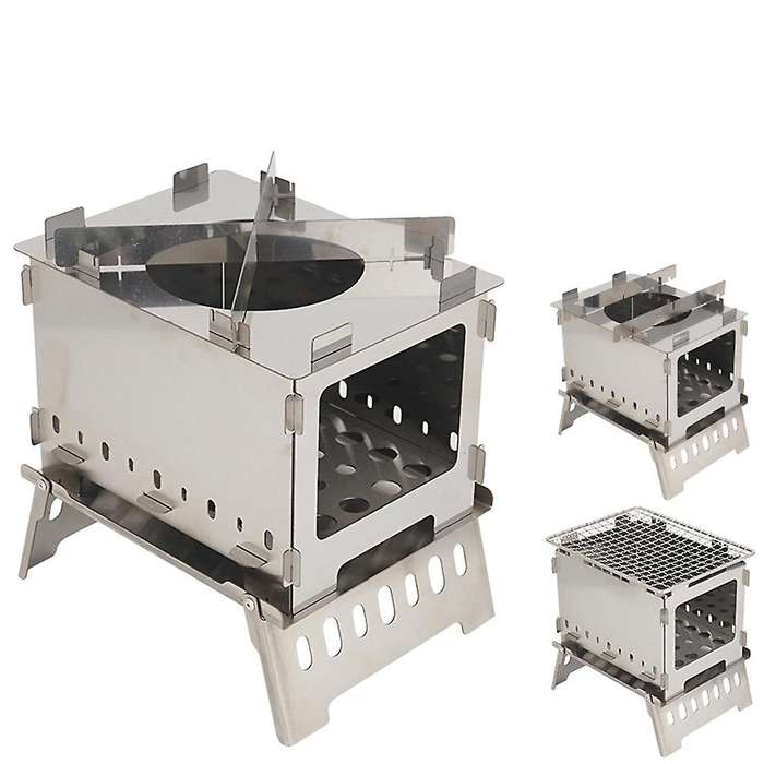 1 Set Folding Outdoor Camping Barbecue Wood Stove Windproof Hiking Picnic Cooking Burner Barbecue Gr