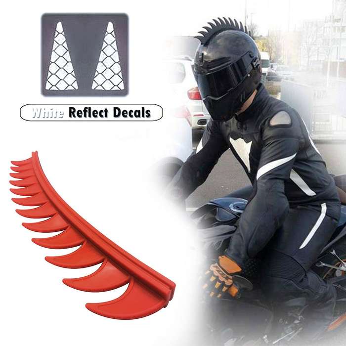 1 Set Helmet Sticker Dirt Reflective Rubber Biker Motocross Mohawk Biker Helmet Mohawks Spikes Motor