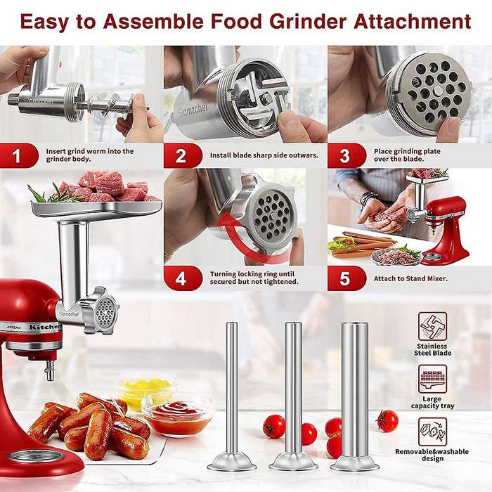 1 Set Metal Food Grinder Attachment for Stand Mixers, Meat Grinder Attachment Included