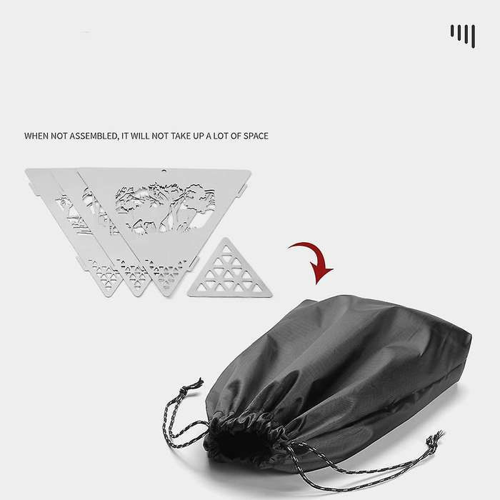 1 Set Outdoor Triple-cornered Burning Stainless Steel Bonfire Wood Stove for Camping Triple-cornered