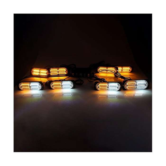 1 Tow 8 In Warning Lights Strobe Side Lights Grille Lights Yellow+white