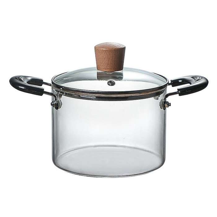 1.2L Soup Pot Health Pot Kitchen Fire Explosion Proof Transparent Glass Pot Double Handle High Boros