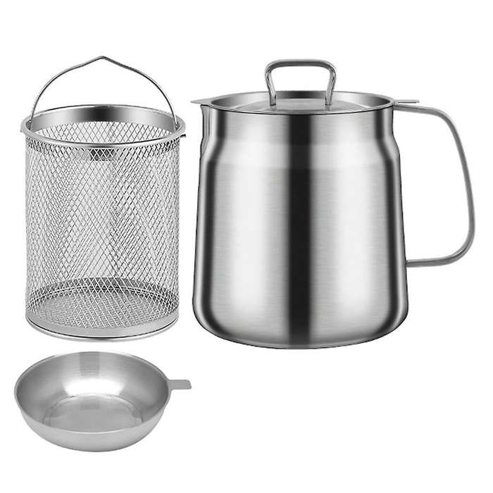 1.5L 304 Stainless Steel Versatile Oil Filter Tank Stainless Steel Oil Filter Pot Multi-Functional O