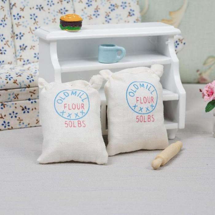 1/12 Flour Rolling Pin Baking Set Mini Baking Supplies Model Kitchen Food Accessories