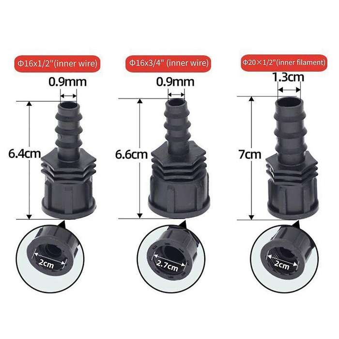 1/2 Female Male Thread to Garden Hose Barb Connector 16mm Plastic Hose Fitting Irrigation Pipe
