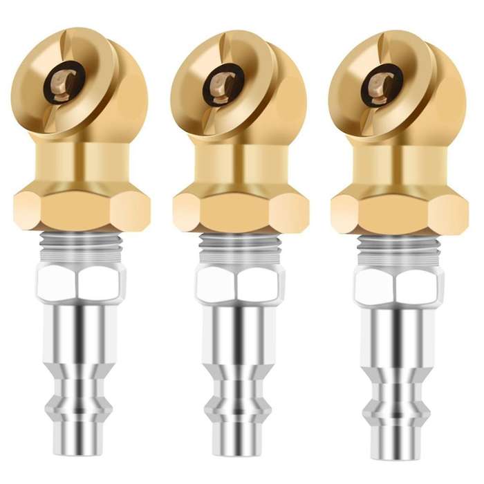 1/4Inch Portable Air Chuck Closed Brass Ball Inflator for Inflator Gauge Compressor Accessories, 3 P