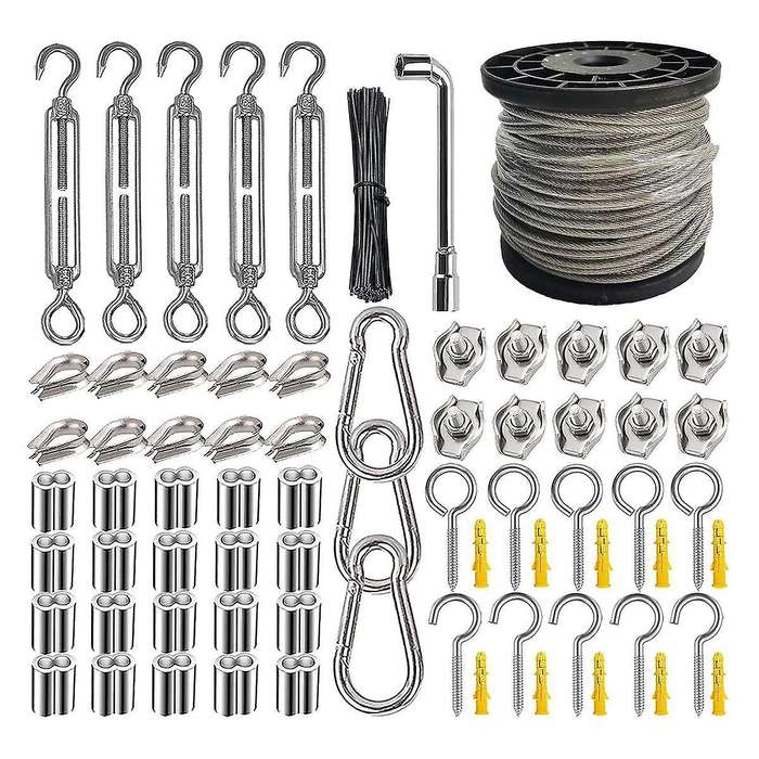 1/8inch Stainless Steel Cable,heavy Duty Turnbuckle Wire Tensioner Kit Cable for Outdoor String Ligh