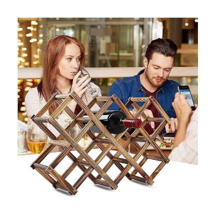 10 Bottles Capacity Foldable Free Standing Wooden Wine Rack Countertop Wine Racks,storage Wine Rack