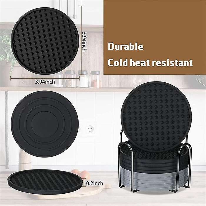 10 Pack Coasters for Drinks Silicone Coaster with Holder Non Slips Protection Washable Cup Coasters