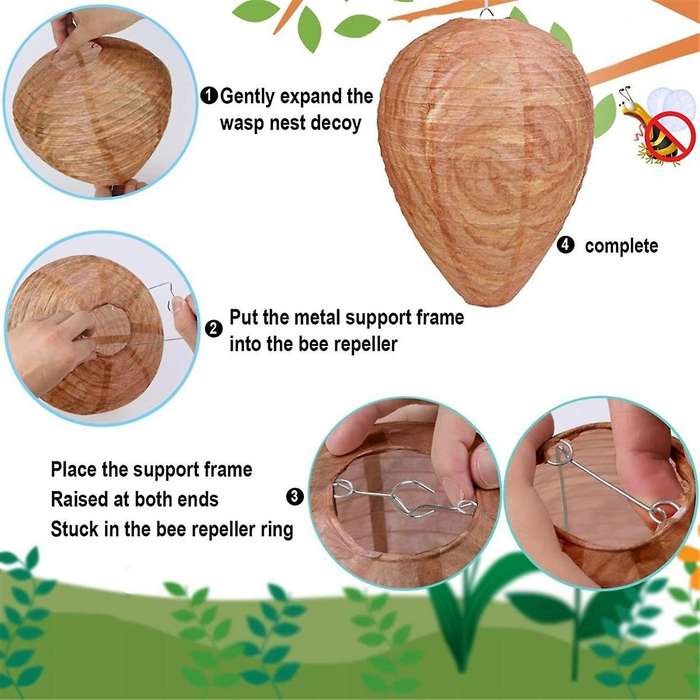 10 Pack Paper Wasp Nest Decoy Hanging Wasp Deterrent Nest Repellent for Wasps Hornets Yellow Jackets
