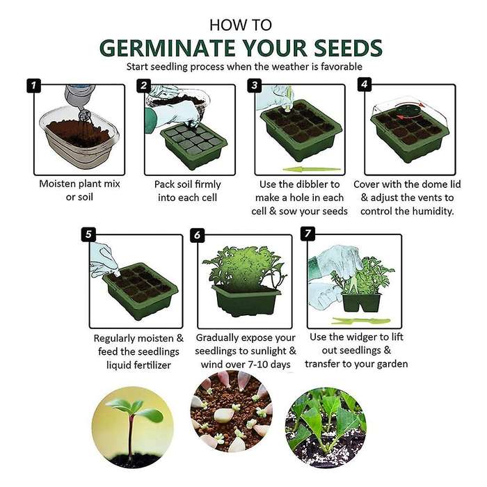 10 Pack Seed Trays Plant Germination Kit with Humidity Adjustable Dome and Base Include Sowing Seed