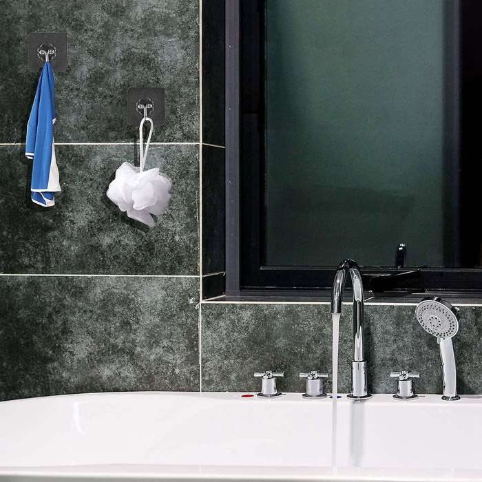 10 Packs Reusable Adhesive Hooks,Transparent Heavy Duty Wall Hooks with No Scratch, Waterproof and