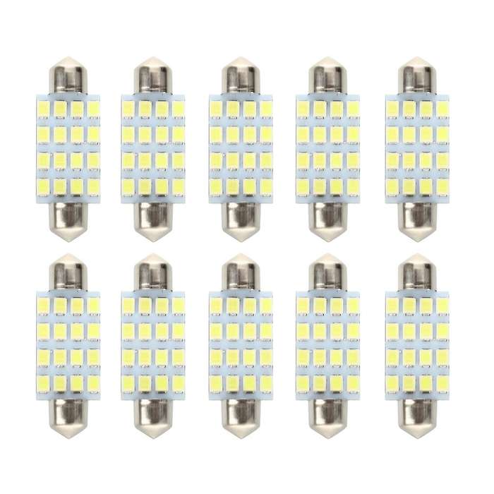10 Pcs 16 Torpedo Car Bulb Led Smd 3528 42 Mm - White