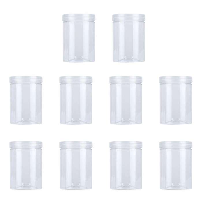 10 Pcs 500ml Food Jar Sealed Transparent Plastic Kitchen Can Snacks Containers with Lid for Candy S