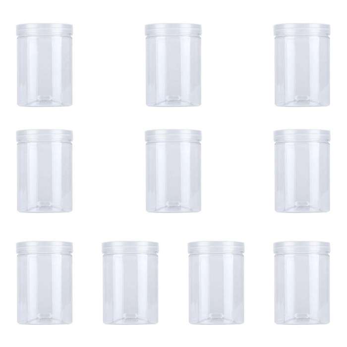 10 Pcs 500ml Food Jar Sealed Transparent Plastic Kitchen Can Snacks Containers with Lid for Candy S