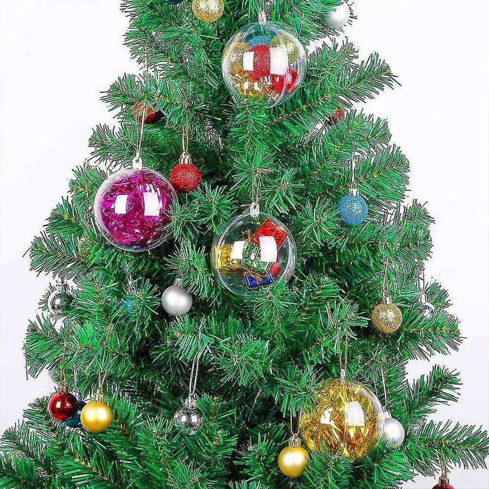 10 Pcs Hollow Balls DIY Christmas Tree Ornament Balls Fillable Plastic Balls for Party Decoration (1
