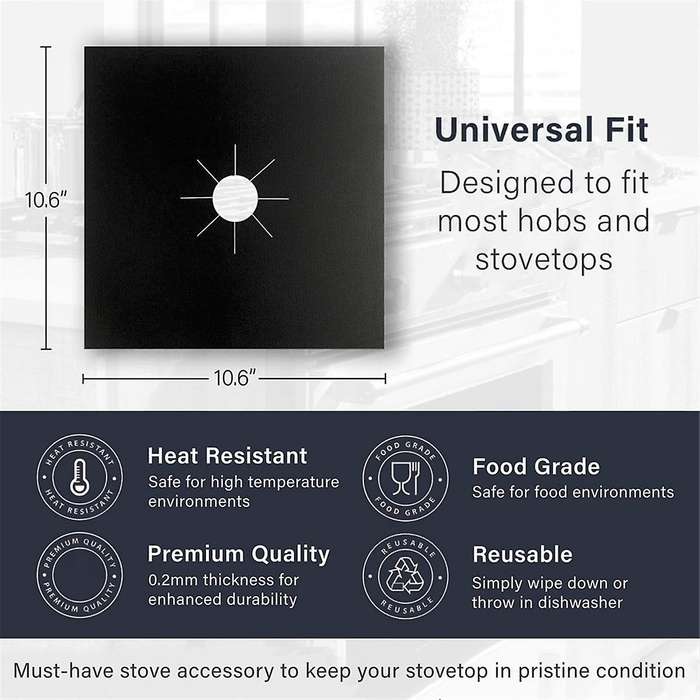 10 Pcs Stove Burner Covers Thickness 0.2mm, Square Stove Burner Liner Cover ,keeps Stovetop Clean
