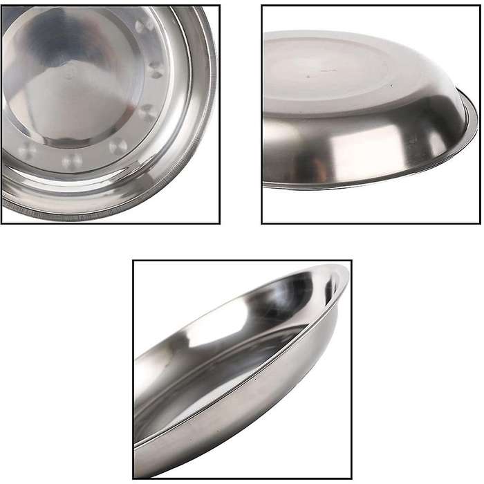 10 Pcs Stainless Steel Round Plates,9 Inch Dinner Plate Camping Plates Dishes for Home, Canteen, Out