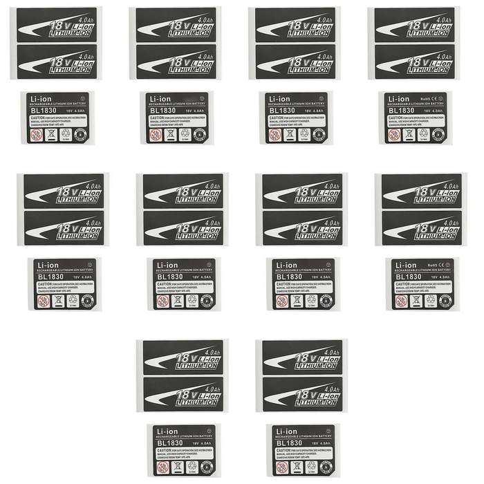 10 Sets of BL1830 Label Lithium Ion Battery 18V 4.0Ah Sticker Label Suitable for 18V Battery Logo