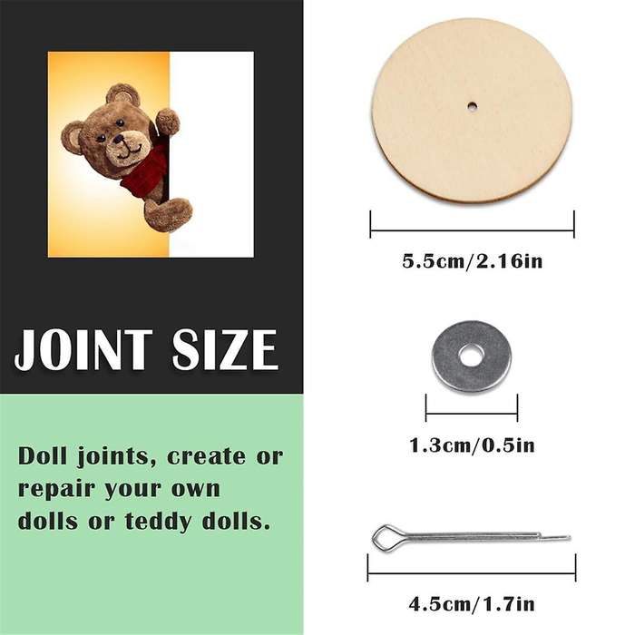 10 Sets Doll Joint Connectors Cotter Pin Joints and Wooden Fibreboard Disks Movable Engage Bolt Doll