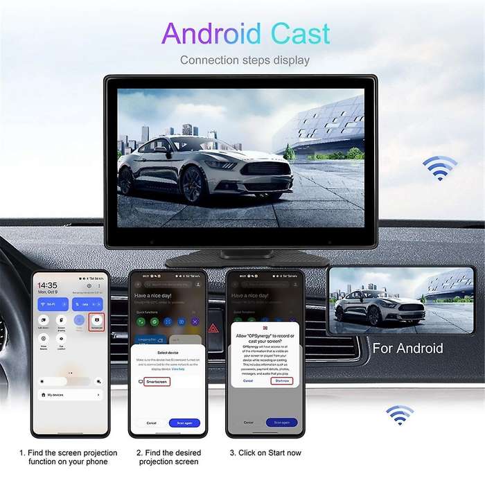 10.1Inch Touch Screen Wireless Carplay & Android Auto Portable Car Multimedia Player 4K DVR Dash Cam