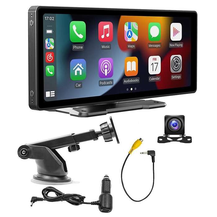 10.26Inch Wireless Carplay & Android Auto Stereo with AHD Backup Camera, Portable Car Radio Bluetoot