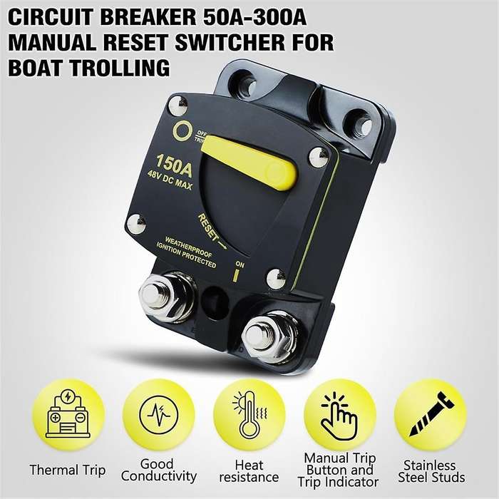 100 Amp Marine Circuit Breaker Resettable 100A with Manual Reset Switch Button for Boat Trolling RV