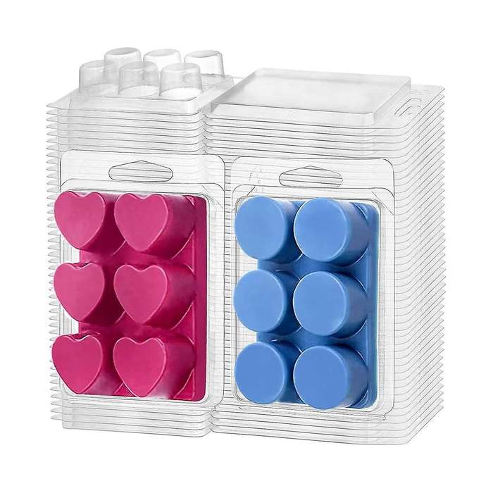 100 Pack Wax Melt Clamshell Mold, 6-cavity Clear Empty Plastic Wax Melt Container for Diy Wax Melt ,