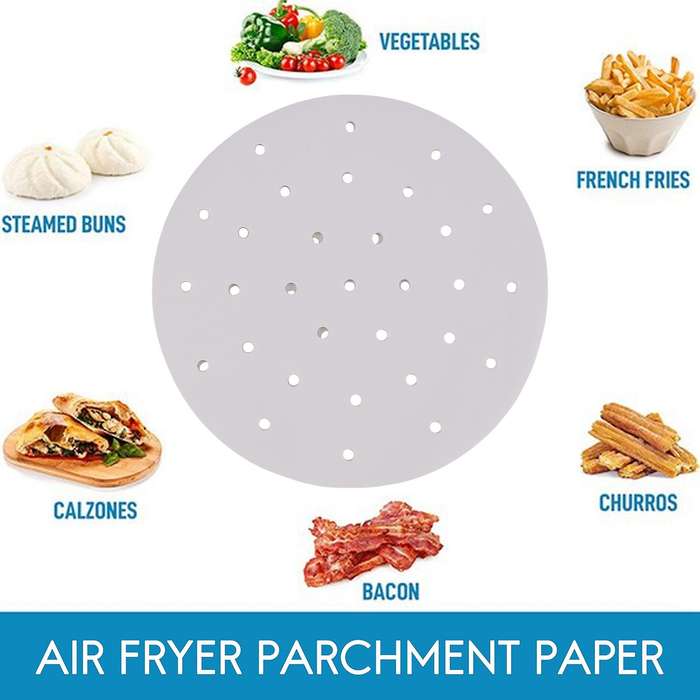 100 Pack Parchment Paper Liners - 9 Inch Non Stick Parchment Paper for - Cut Round Perforated