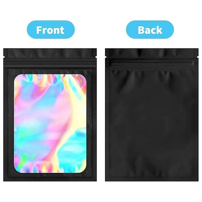 100 Pack Mylar Bags Holographic Smell Proof Packaging Bag for Small Bussiness Resealable Pouch Bags(