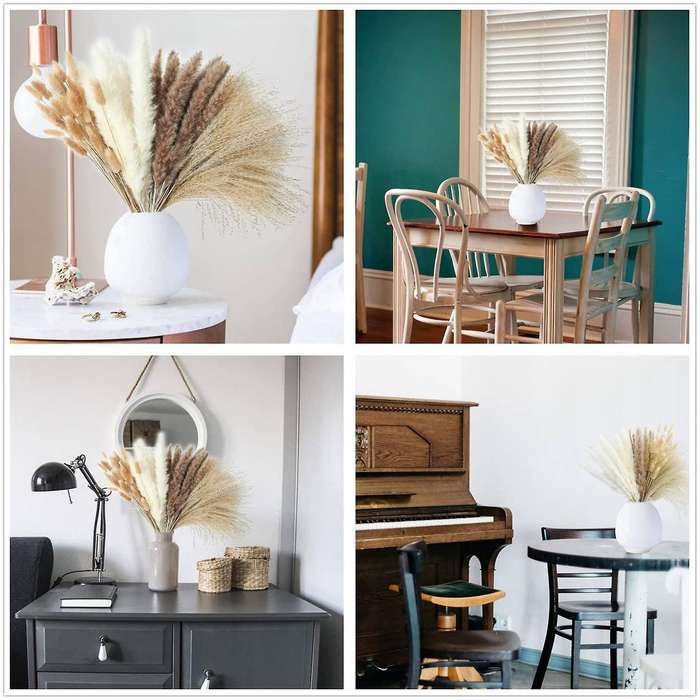 100 PCS Dried Pampas Grass Decor Bouquet Compatible Wedding Party Boho Decor