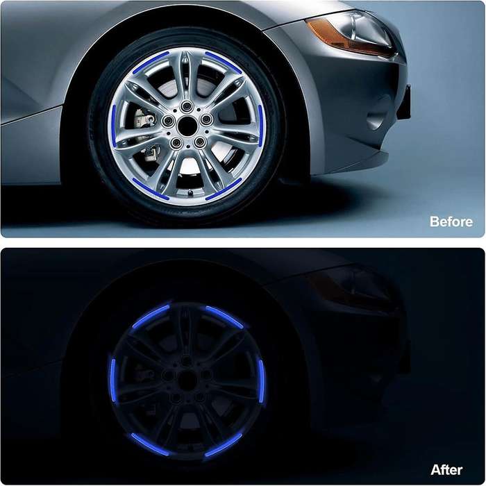 100 Pcs Reflective Car Wheel Rim Stickers, Night Safety Warning Stripe, Decals Tape for Car, Motocyc