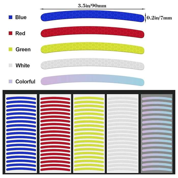 100 Pcs Reflective Car Wheel Rim Stickers, Night Safety Warning Stripe, Decals Tape for Car, Motocyc