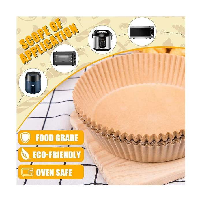 100 Pcs Round Paper Liners Disposable for 5 to 8 Qt Basket, 7.9 Inch Non-stick Oil-proof Parchment