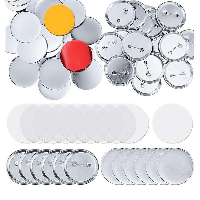100 Sets Round Button Parts Blank Making Supplies 58mm Metal Button Badge Making Kits, Blank Pin Ba