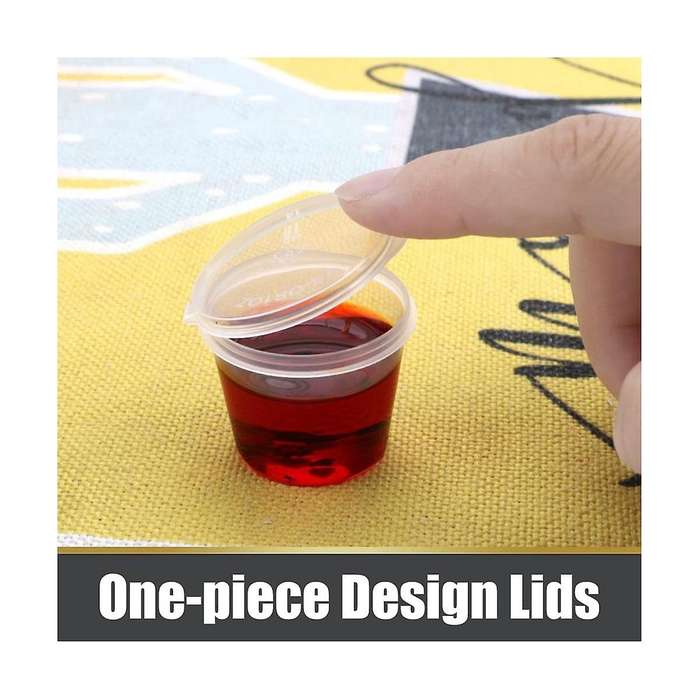 100 Pieces Small Plastic Containers with Lids, 25ml Small Sauce Pots Plastic Pots Jelly Pots for Sa