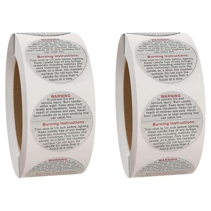 1000 Pcs Candle Warning Labels 1.5 Inch Waterproof Candle Safety Stickers for Diy Candle Jars Stick