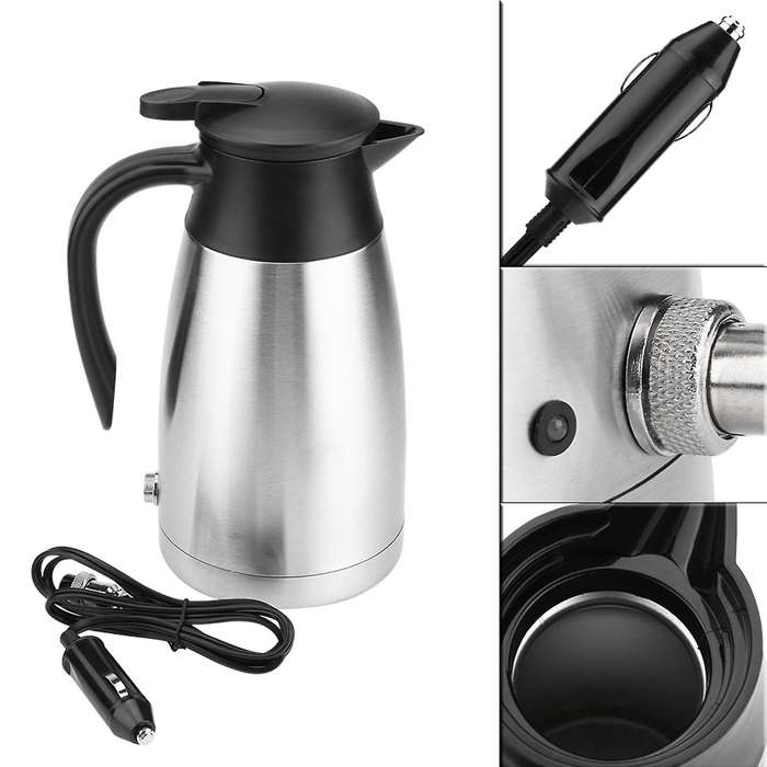 1000Ml 12V/24V Car Heating Kettle Stainless Steel Electric Heating Cup Kettle Water Heater Kettle fo