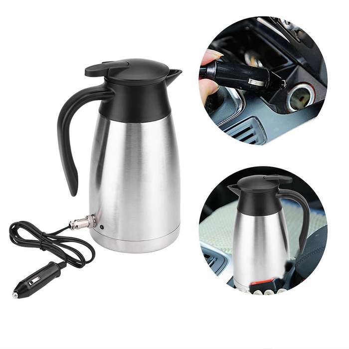 1000Ml 12V/24V Car Heating Kettle Stainless Steel Electric Heating Cup Kettle Water Heater Kettle fo