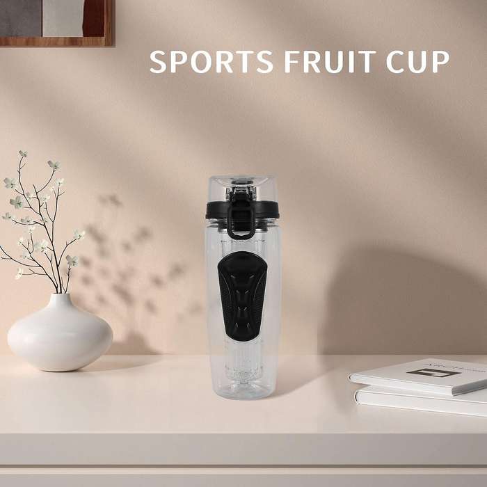 1000ml/32oz Fruit Infusing Infuser Water Bottle Sports Health Black