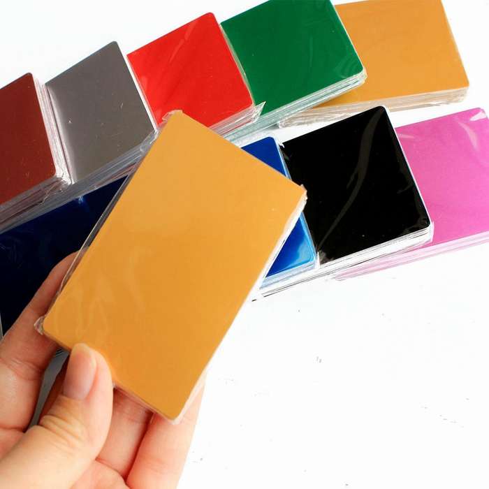100PCS Color Aluminum Alloy Card Engraving Metal Business Visit Business Card 0.2mm Thick