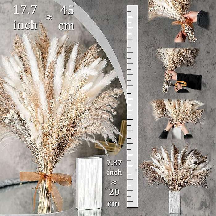 100PCS Natural Dried Pampas Grass Bouquet Dried Flower Compatible Wedding