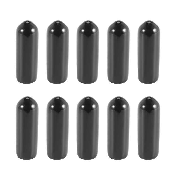 100pcs Rubber End Caps 4mm Id Pvc Round Tube Cap Cover Screw Thread Protectors Black
