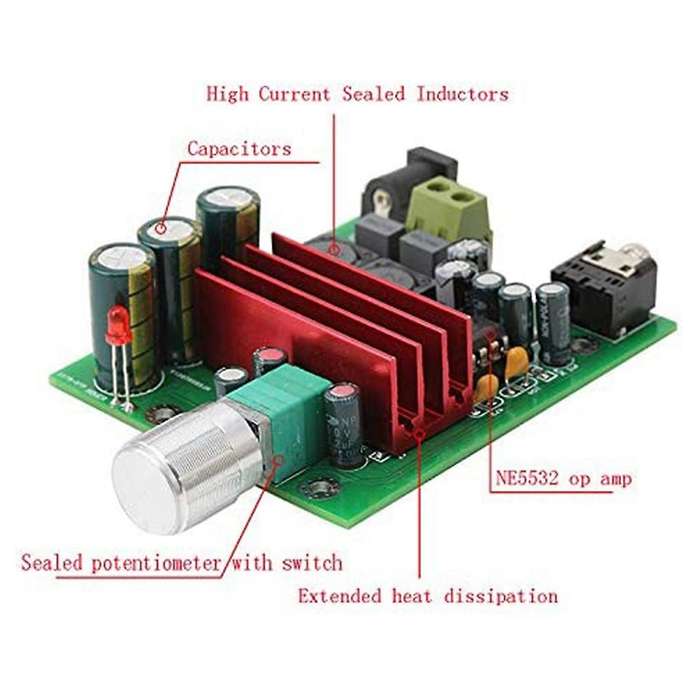 100W TPA3116D2 Amplifier Full Frequency Mono Channel Digital Power Amp Board NE5532 OPAMP 8-25V (Mon